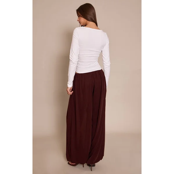 Chocolat Pantalon Ballon En Mousseline Légère