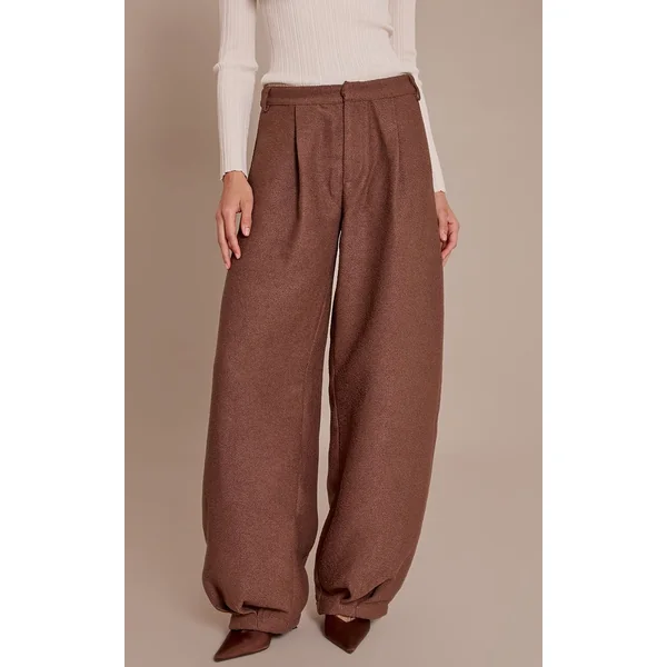 Chocolat Pantalon Ballon Texturé En Bouclé