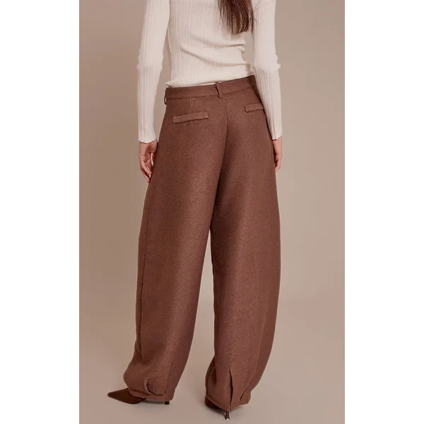 Chocolat Pantalon Ballon Texturé En Bouclé