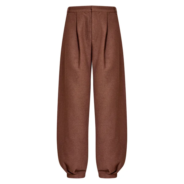 Chocolat Pantalon Ballon Texturé En Bouclé