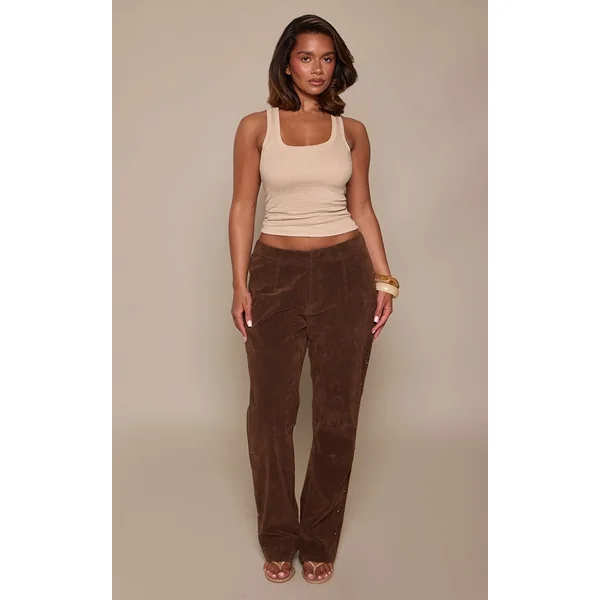 Chocolat Pantalon En Faux Suède Clouté Shape
