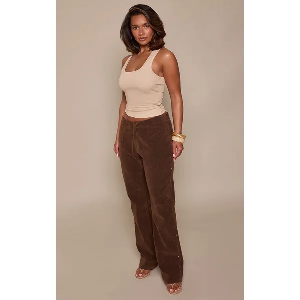 Chocolat Pantalon En Faux Suède Clouté Shape