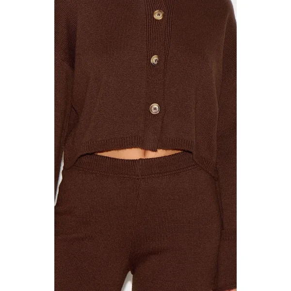 Chocolat Pantalon En Maille À Ourlet Retroussé