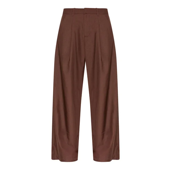Chocolat Pantalon Large Tissé À Double Pli