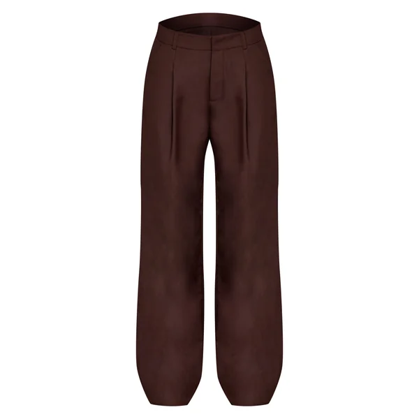 Chocolat Pantalon Large À Double Pli Tissé Pour Grande Taille