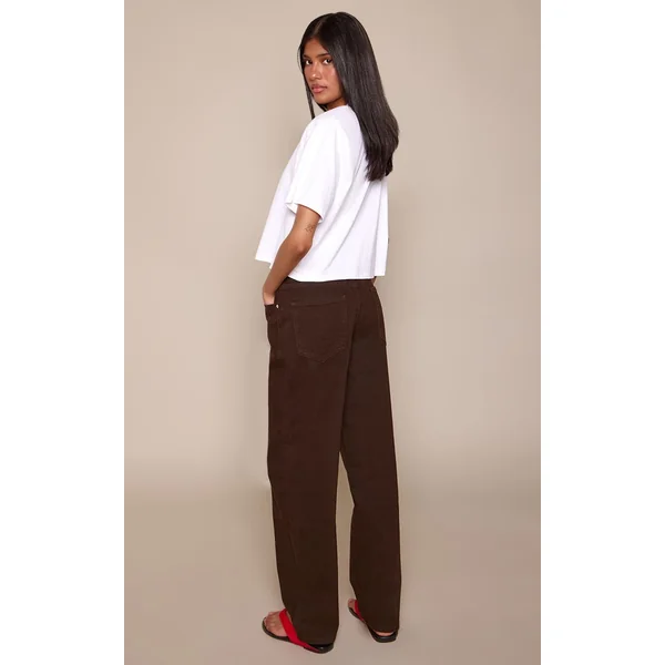 Chocolat Prettylittlething Jean Boyfriend Taille Mi-haute