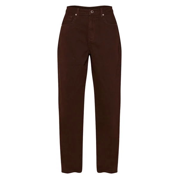 Chocolat Prettylittlething Jean Boyfriend Taille Mi-haute