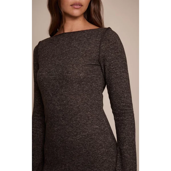 Chocolat Robe Maxi En Jersey À Manches Longues