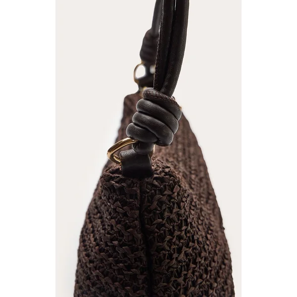 Chocolat Sac À Bandoulière En Raphia Avec Anse Nouée