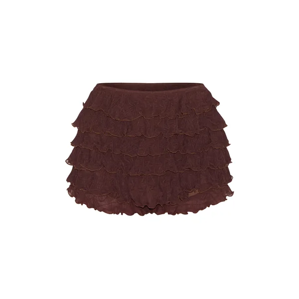 Chocolat Short Bloomer Texturé À Volants