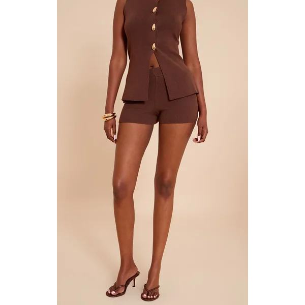 Chocolat Short Mini En Maille Compacte