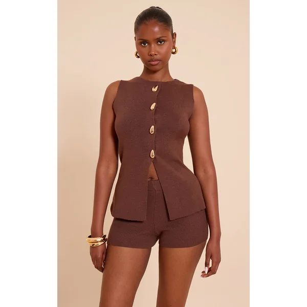 Chocolat Short Mini En Maille Compacte