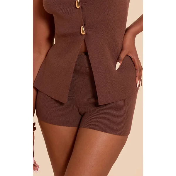 Chocolat Short Mini En Maille Compacte