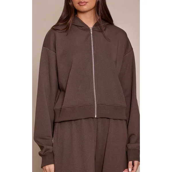 Chocolat Sweat À Casynthétiqueche Court Zippé En Interlock