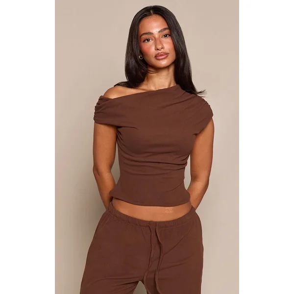 Chocolat Top Asymétrique Ultra Doux Petite Taille