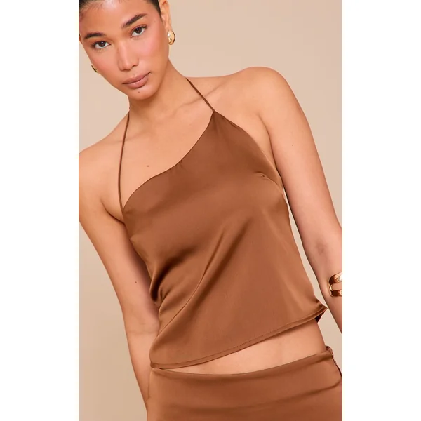 Chocolat Top Court Dos Nu En Satin