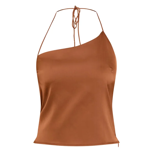 Chocolat Top Court Dos Nu En Satin