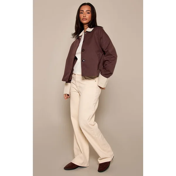 Chocolat Trench Court Contrasté Petite