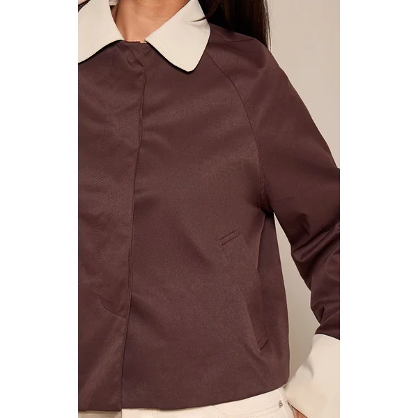 Chocolat Trench Court Contrasté Petite