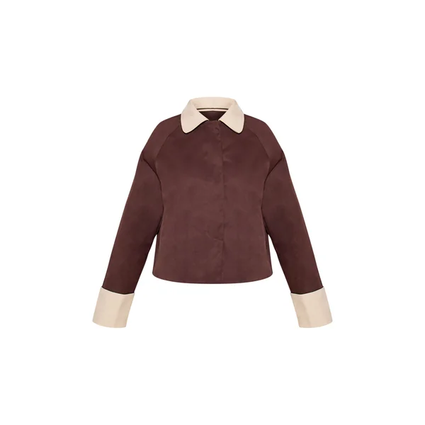Chocolat Trench Court Contrasté Petite