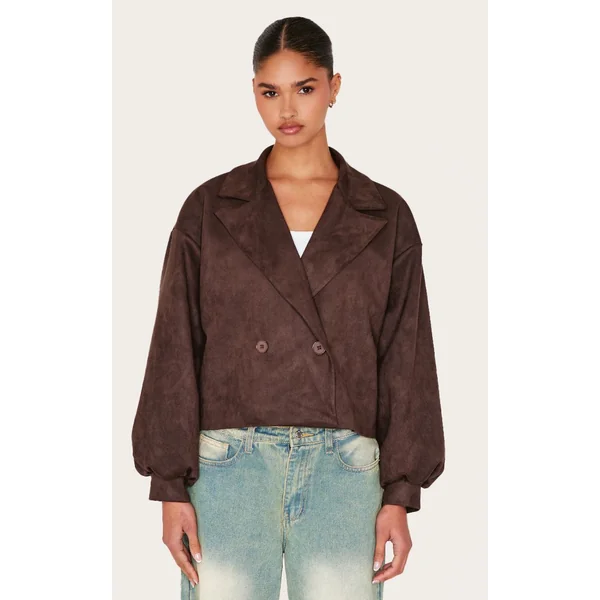 Chocolat Trench-coat En Synthétique À Manches Ballon