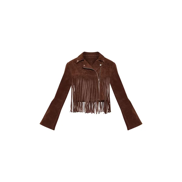 Chocolat Veste Courte En Synthétique À Franges