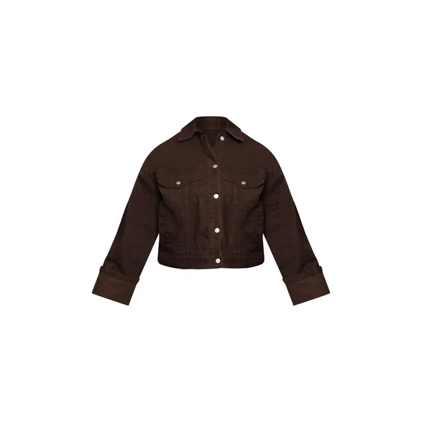 Chocolat Veste En Jean Grande Taille Délavage Brut Avec Revers Et Surpiqûres Contrastées
