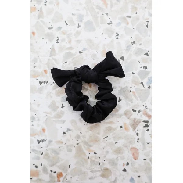 Chouchou bouclé - noir satin