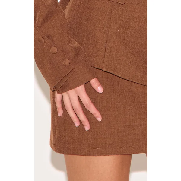 Châtaigne Jupe Courte Taille Mi-haute Tissée Ensemble Coordonné