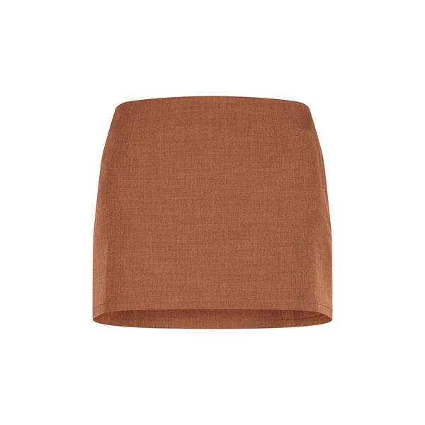 Châtaigne Jupe Courte Taille Mi-haute Tissée Ensemble Coordonné