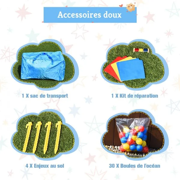 Château Gonflable 7 en 1 pour Enfant 3-10 Ans Toboggans Capacité 135kg en Tissu Oxford 356x289x233cm Multicolore