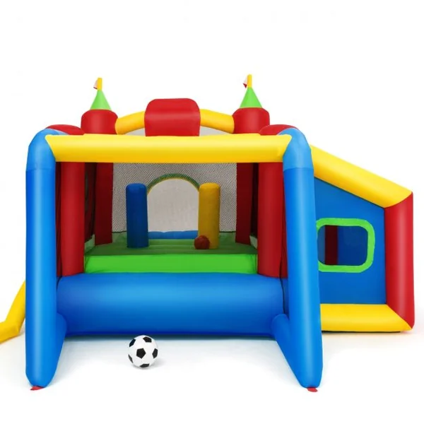 Château Gonflable avec Toboggan pour Enfant de 3 à 10 Ans Filet Protecteur en Tissu Oxford, 380x305x215cm, Multicolore