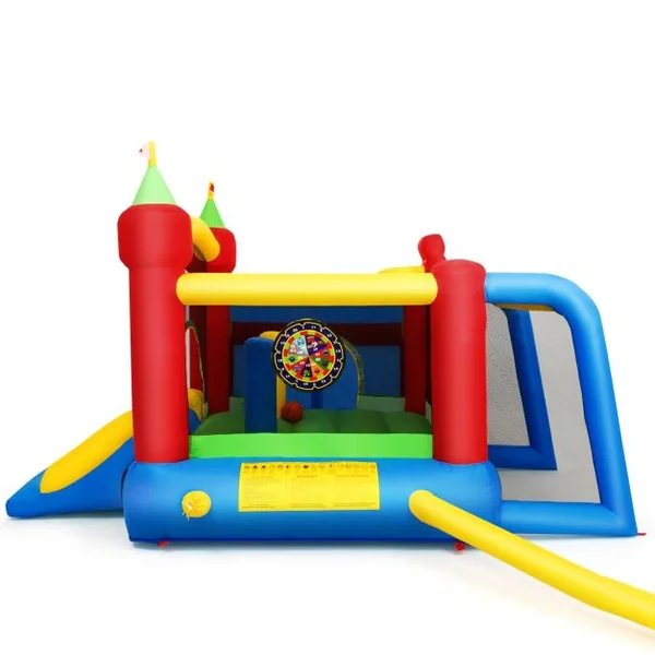 Château Gonflable avec Toboggan pour Enfant de 3 à 10 Ans Filet Protecteur en Tissu Oxford, 380x305x215cm, Multicolore
