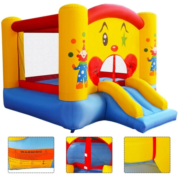 Château Gonflable avec Toboggan pour Enfant Motif Clown Filet Protecteur en Tissu Oxford 300x225x175cm Multicolore