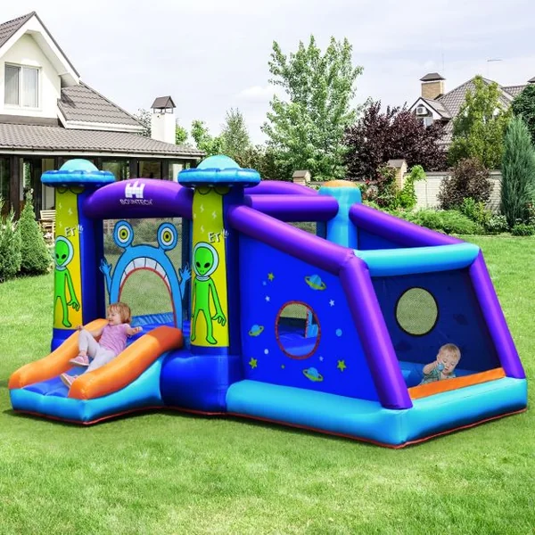 Château Gonflable pour 3 Enfants Motif Extraterrestre Charge Max 120KG Souffleur Non-inclus