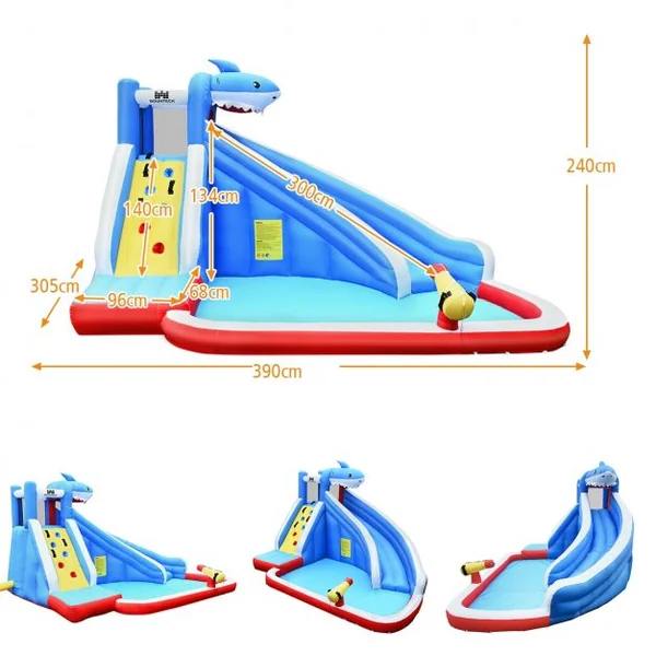 Château Gonflable pour 4 Enfants 4-12 Ans Piscine Mur d’Ecalade Tuyau Charge Max 120 KG (Souffleur non inclus)