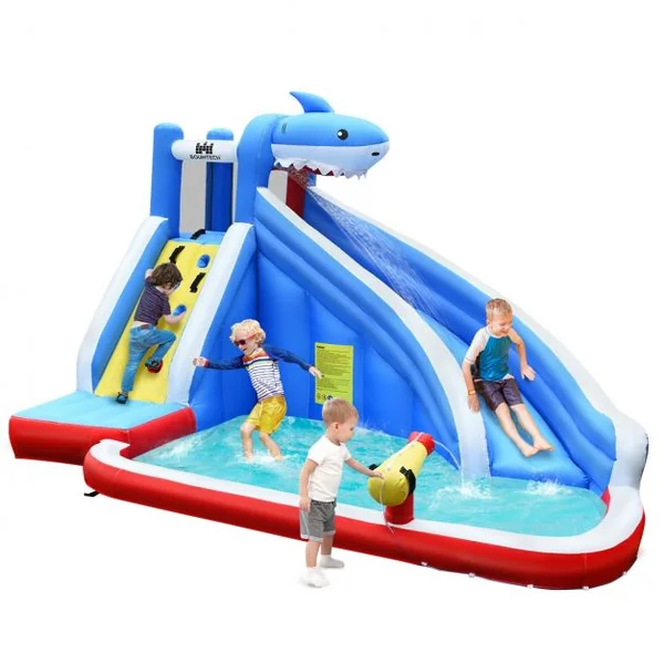 Château Gonflable pour 4 Enfants 4-12 Ans Piscine Mur d’Ecalade Tuyau Charge Max 120 KG (Souffleur non inclus)