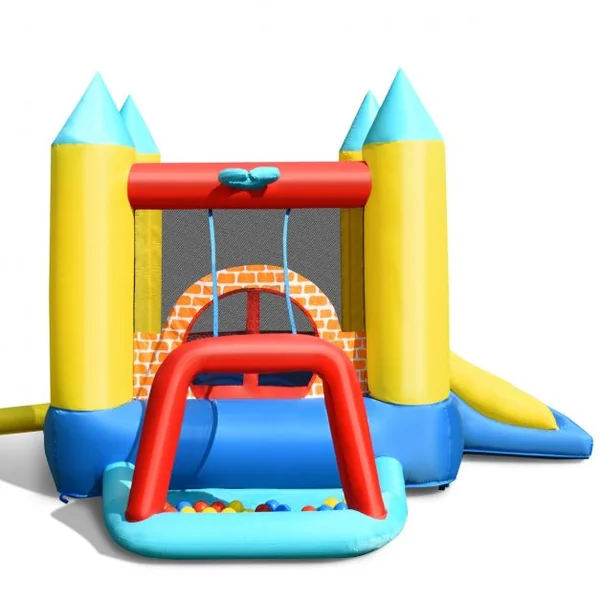 Château Gonflable pour Enfant 3-10 Ans avec Toboggan Ballons Capacité135kg en Tissu Oxford 300x280x210cm Multicolore