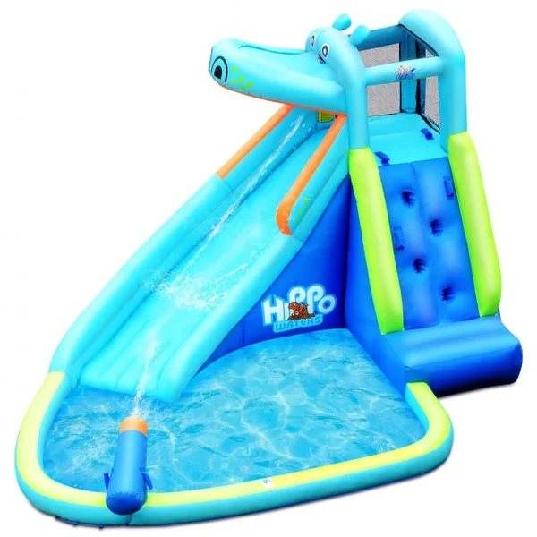 Château Gonflable pour Enfant 3-10 Ans avec Toboggan Capacité 90 Kg Sans Souffleur en Tissu Oxford 350x300x225cm Bleu