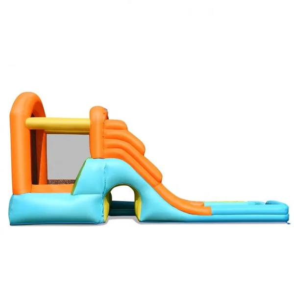 Château Gonflable pour Enfant 3-10 Ans Toboggan Aire de Saut Capacité 90kg en Tissu Oxford 490x225x240cm Multicolore
