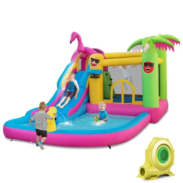 Château Gonflable Tropicale avec Ventilateur 680W 50 Balles Océaniques