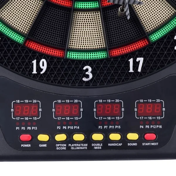 Cible de fléchettes électronique 1-16 Joueurs GOPLUS Jeu de fléchettes, Ecran LED, 6 fléchettes automatiques,44x51,5x3,8cm