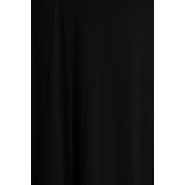 Cilla | Robe longue noire à encolure Bardot et détails froncés