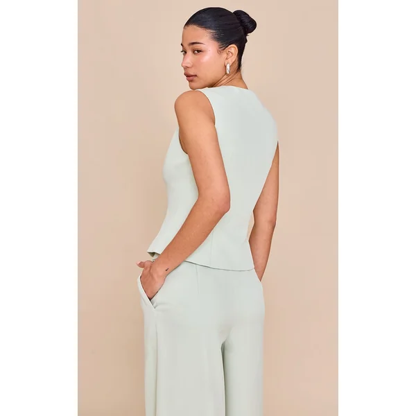 Citron Vert Pâle Gilet Ajusté En Tissu Tissé