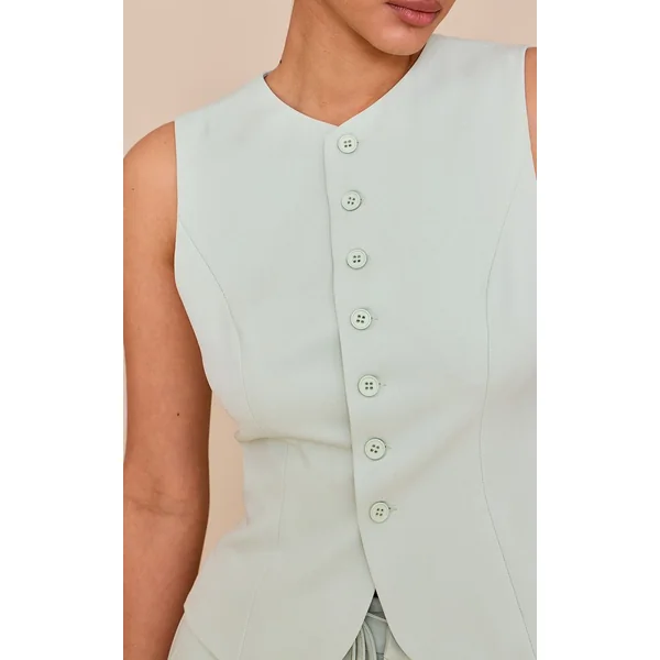 Citron Vert Pâle Gilet Ajusté En Tissu Tissé