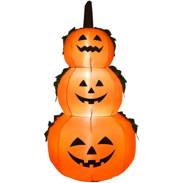Citrouille Gonflable d'Halloween e 180CM en 3 Empilées avec Ventilateur et Ampoules LED Internes Tissu en Polyester
