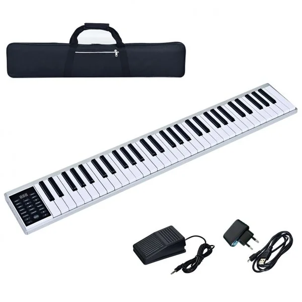 Clavier de Musique Électronique pour Enfants Portable avec Étui de Transport+accessoires en Abs+pc 91x15x25cm Noir