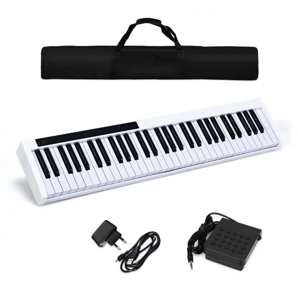 Clavier de Piano pour Enfants 61 Touches Portable Bluetooth Microphone Interface MIDI/USB 128 Rythmes et 20 Démos