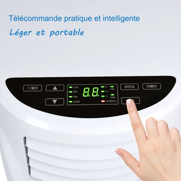 Climatiseur 3 en 1 Refroidisseur Ventilateur et Déshumidificateur 7000 BTU Fonctionnement Silencieux 785W 32x62,5x36cm