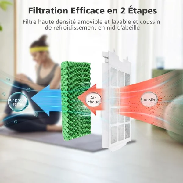 Climatiseur d'Air Mobile 4 en 1 Réservoir 20L Ventilateur Humidificateur Oscillation 40° 3 Modes 4 Vitesses Minuterie 7,5H
